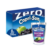 Capri-Sun Zero Blackcurrant & Apple Kids' Juice Drink (8 x 200ml), No Added Sugar - Made with Real Fruit Juice - No Preservatives, Artificial Colours