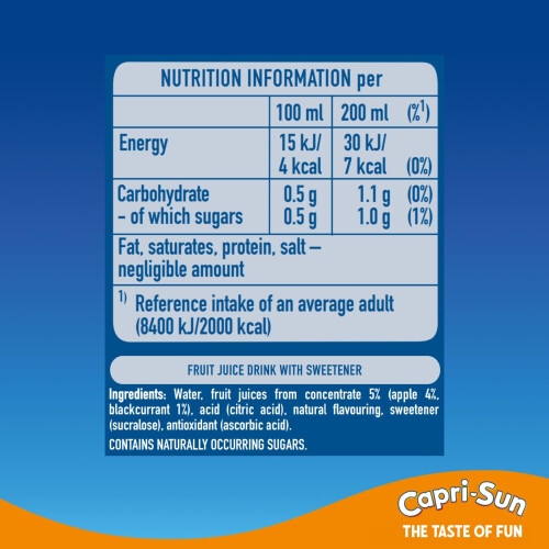 Capri-Sun Zero Blackcurrant & Apple Juice: 8 x 200ml, No Added Sugar 2