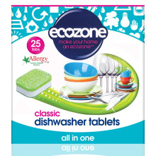 EcoZone Classic Dishwasher Tablets, Effective Cleaning Formula Cuts Through Grease & Grime, Natural Vegan & Non Toxic Tabs, Plant Based Plastic-Free