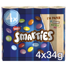 Smarties Milk Chocolate Sweets Tube Multipack  4 x 38g Colourful CandyCoate