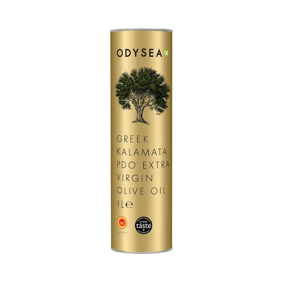 Odysea Greek Kalamata Pdo Extra Virgin Olive Oil 1L Tin Â Cold-Extracted Koroneiki Olives, Hand Harvested, Award-Winning Premium Evoo