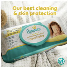 Pampers Premium Protection New Baby Wipes Plastic Free 15 Packs of 60