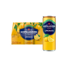 San Pellegrino Italian Sparkling Drinks Tastefully Light Sparkling Lemon Canned Soft Drink 12 x 330ml | 73k Cals per Can