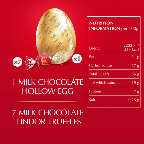 Lindt Lindt Lindor Milk Chocolate Easter Egg 260g - Easter, gift (Pack 2) 1