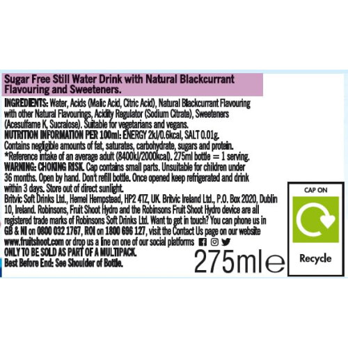 FRUIT SHOOT Hydro Apple & Raspberry Fruit Flavoured Water, 275ml 1