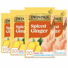 Twinings Ginger Flavoured Tea - 80 Biodegradable Tea Bags (4 x 20 Bags) | Warming Herbal Blend | Caffeine-Free | for Convenience and Freshness