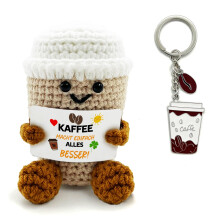 Coffee Gift for Coffee Lovers Coffee Gifts - Positive Potato Series Crochet Coffee to Go Mug Lucky Charm Gifts for Men Women Funny Gift Ideas Living