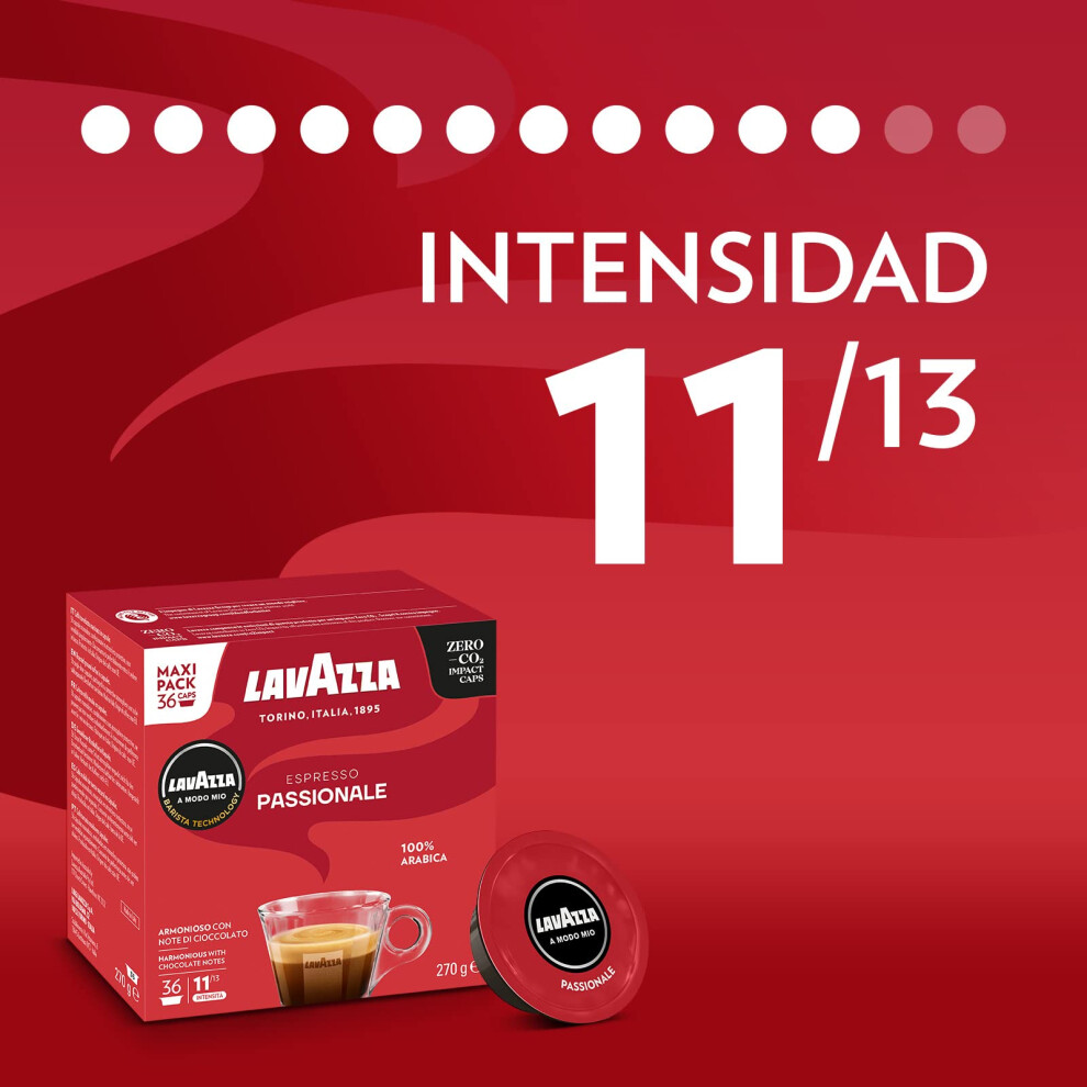 Lavazza A Modo Mio Passionale Coffee Pods Espresso 100 Arabica 36 Caps