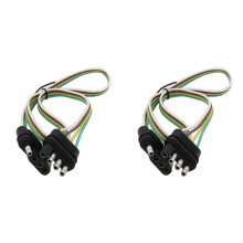 2X Voedingskabel voor Auto-Achterlicht 4-Pins Amerikaans Aanhangerharnas 4-Gaats SAE-Adapter Aanhangwagenkabel Adapter voor Aanhangerverlichting