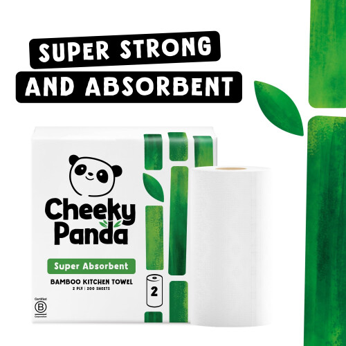 The Cheeky Panda The Cheeky Panda Bamboo Kitchen Roll  2 Kitchen Rolls  200 Super Stron 1