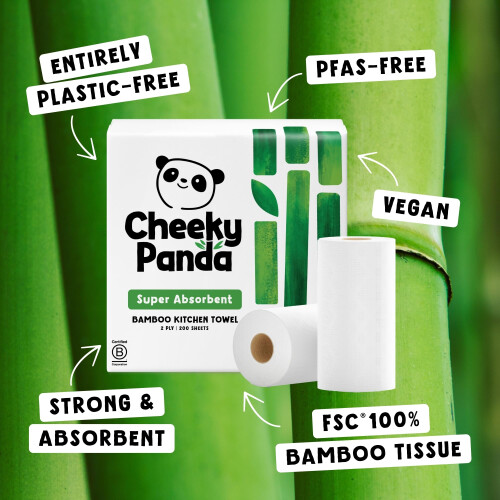 The Cheeky Panda The Cheeky Panda Bamboo Kitchen Roll  2 Kitchen Rolls  200 Super Stron 2