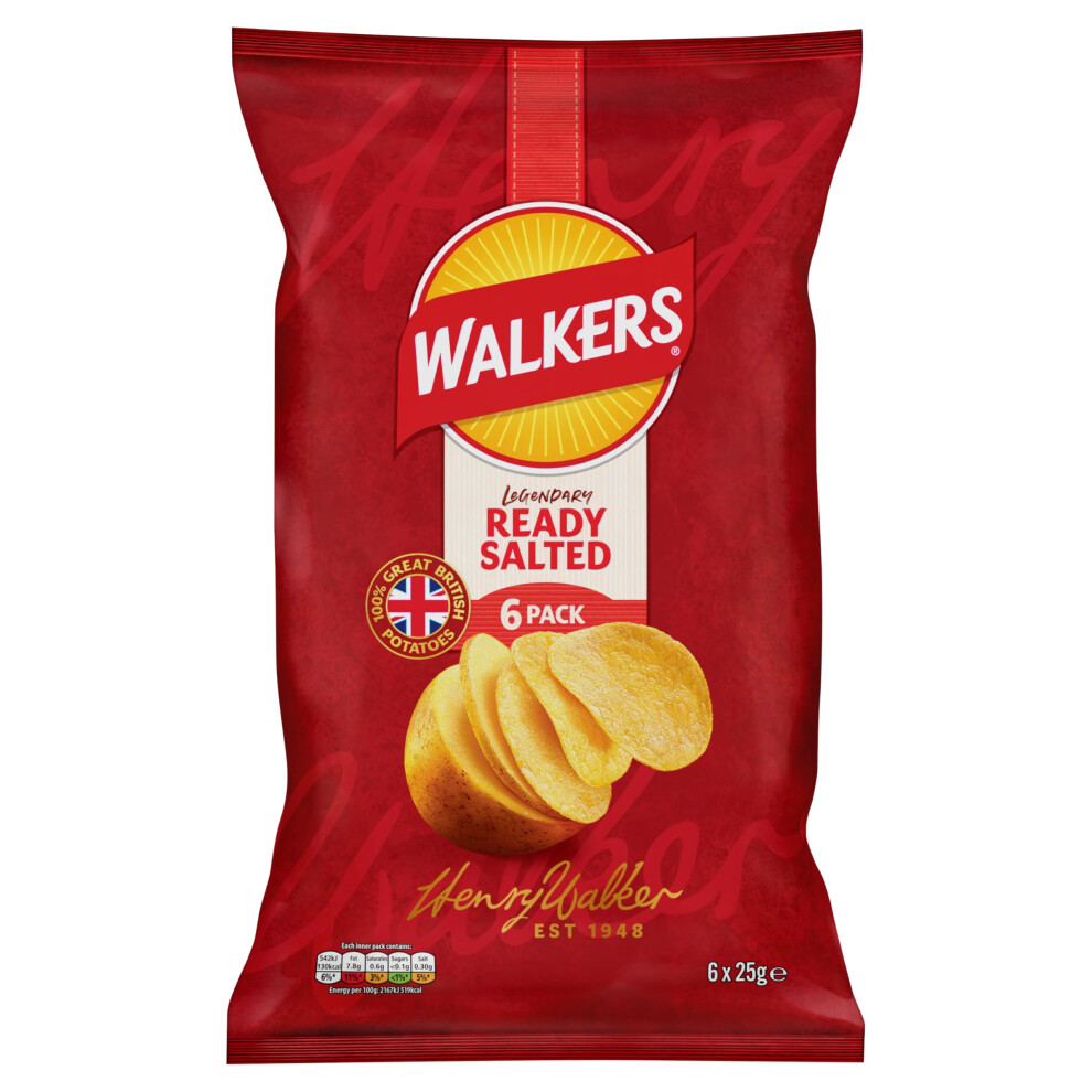 Walkers Ready Salted Multipack Crisps 6X25g