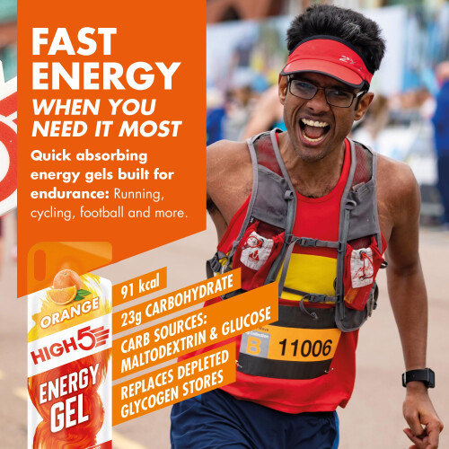 HIGH5 Carbohydrate Gels - Running Supplements, Orange, 6 x 40g 2