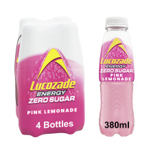 Lucozade Zero Fizzy Drink, Pink Lemonade Flavour, Sugar Free, Low Calorie, 4 Pac