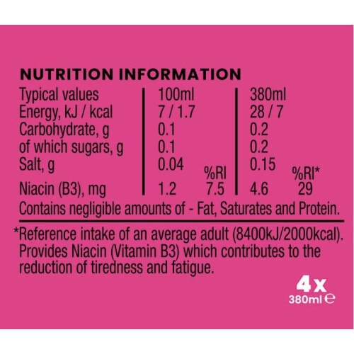 Lucozade Lucozade Energy Zero Pink Lemonade 380ml (Pack of 4) 1