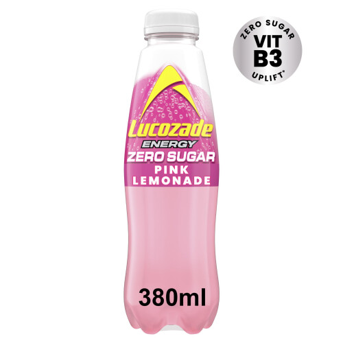 Lucozade Lucozade Energy Zero Pink Lemonade 380ml (Pack of 4) 2