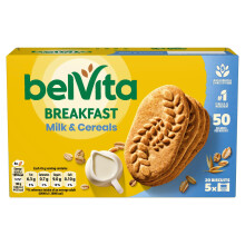 Belvita Milk & Cereal Biscuit Snack Bars, Breakfast Biscuits, Nutritious and Made With 5 Wholegrains, Multipack 125 g (5 x 45 g)