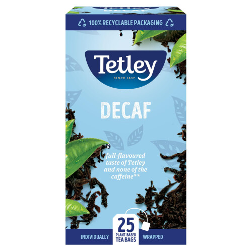 Tetley Decaf Black Tea Bags - 25 Enveloped Teabags 1