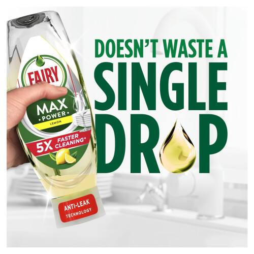 Fairy Fairy Max Power Washing Up Liquid Lemon 730ml, Easy & Effortless 2