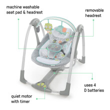Ingenuity Swing n Go 5Speed Baby Swing  Foldable Portable 2 Plush Toys