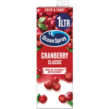 Ocean Spray Classic Cranberry Juice Drink - 1L - Sugar & Natural Sweetener Fruit Juice - Rich in Vitamin C & High in Antioxidants