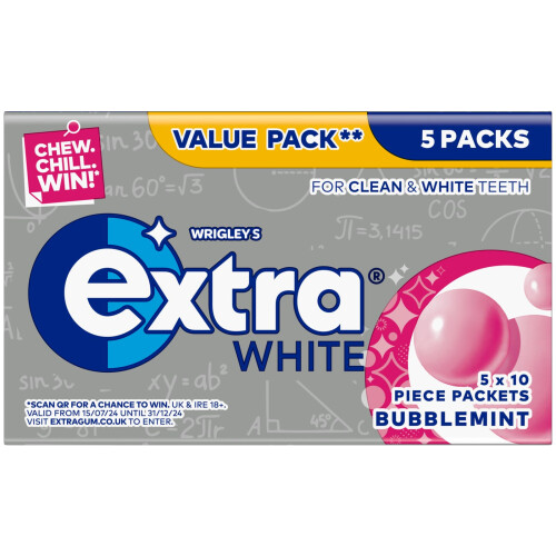Wrigley's Extra White Bubblemint, 5 x 10 Pieces 1