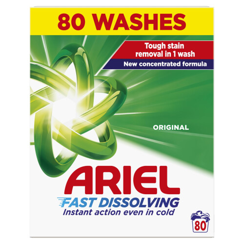 ARIEL Ariel Fast Dissolving Washing Powder Laundry Detergent 4kg, 80