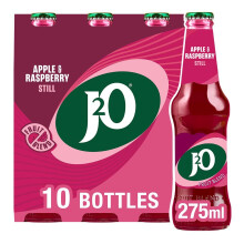 J2O Fruit Juice, Apple & Raspberry, 275ml Bottle (Pack 10)