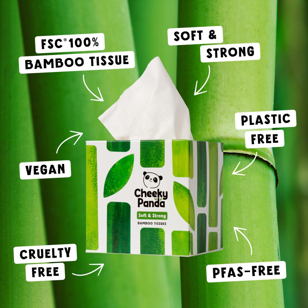 The Cheeky Panda Bamboo Facial Tissues | 12 Cube Tissue Boxes | Soft Face Tissues | Plastic Free Tissues Box Multipack