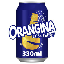 Orangina Sparkling Fruit Drink Multipack of 6 x 330ml cans contains a
