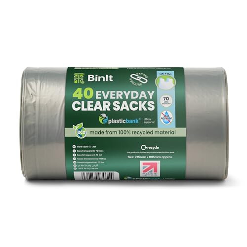 BIN IT 40 Clear Recycling Sacks, 70L, Tie Top 2