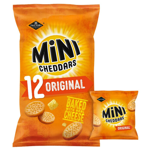 JACOB'S Mini Cheddars Original Multipack, 12 x 23 g Bags Per Pack 1