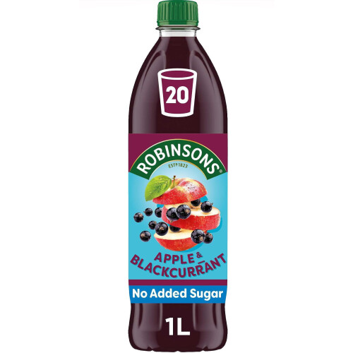 Robinsons Apple and Blackcurrant Squash No Added Sugar, 1L 1
