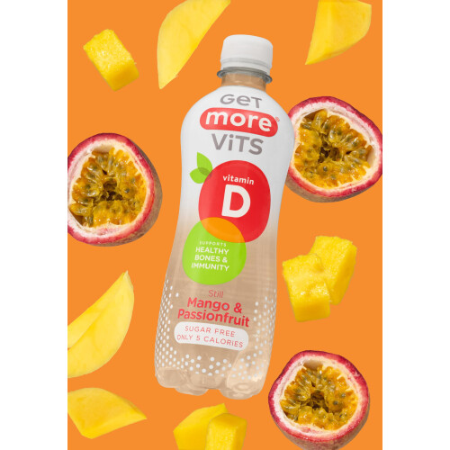 Get More Vits  Vitamin D Still Mango  Passionfruit Spring Water 12 x 5