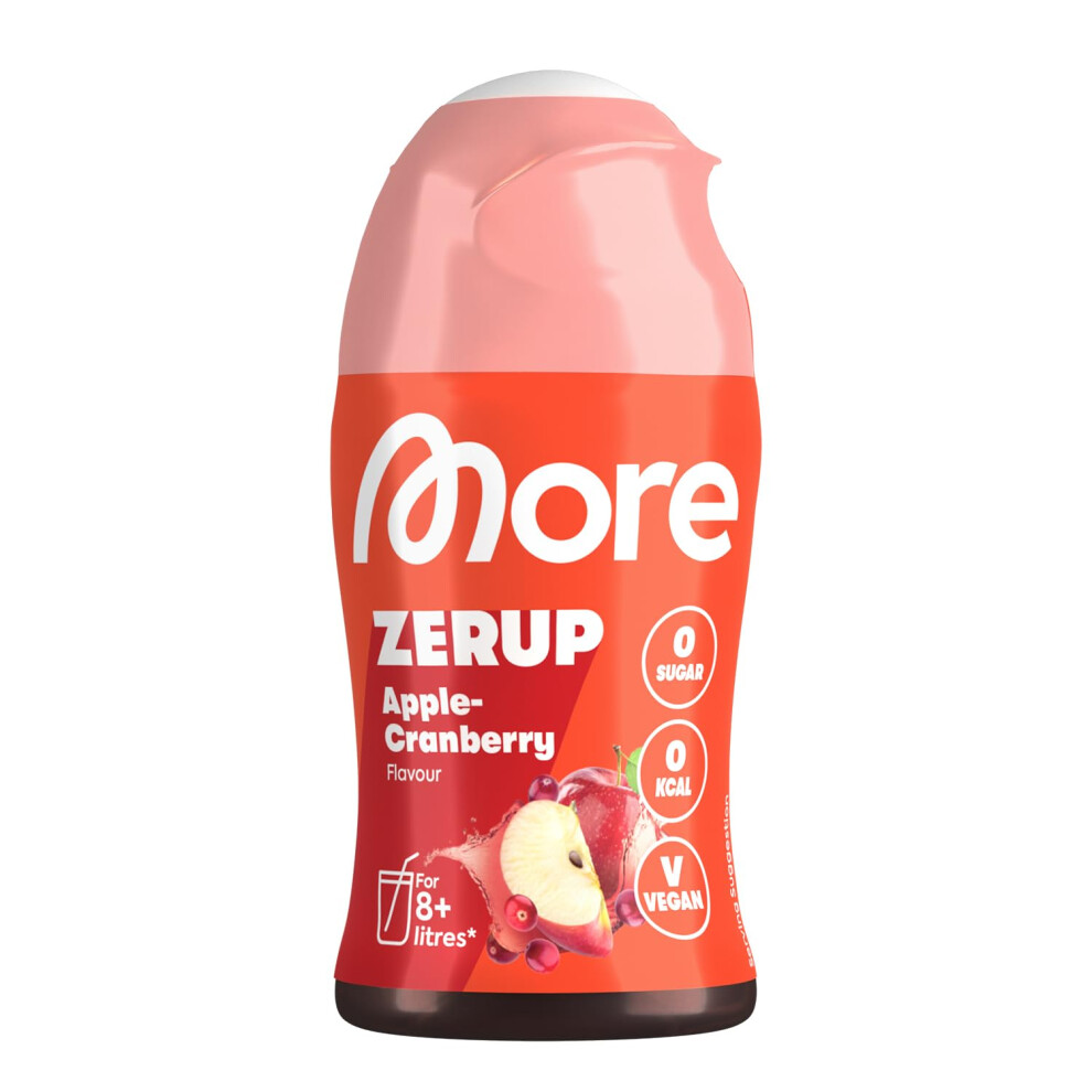 More Nutrition More Zerup, Zero Calorie Syrup A.o. With Real Fruit Extracts, Apple Cranberry, 65 Ml (Up To 8 L Softdrink) - Zero Added Sugars
