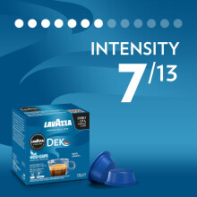 Lavazza, A Modo Mio Dek Cremoso Coffee Capsules, Decaffeinated Coffee Pods Espresso, 100% Arabica, Full and Balanced Taste, Intensity 7/10