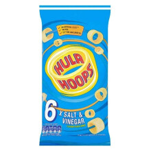Hula Hoops - SALT & VINEGAR Multipack 6 x 24g Bags - Deliciously Crunchy Potato Rings - Completely free from artificial flavours, colours and MSG