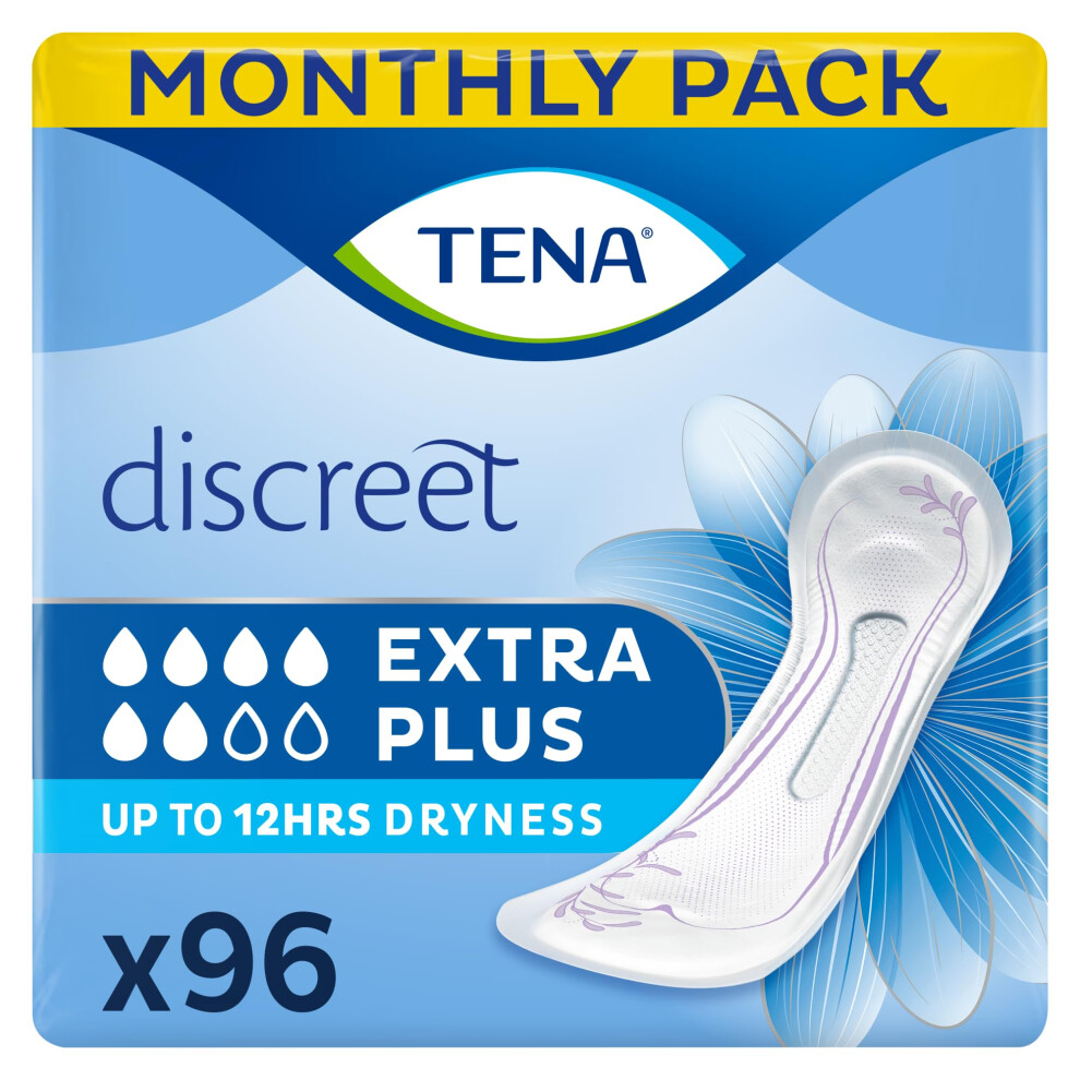 Tena Discreet Extra Plus, 96 Incontinence Pads Individually Wrapped,