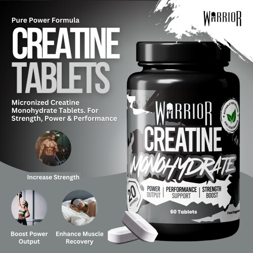 Warrior Warrior Creatine Monohydrate Tablets – 3000mg Per Serving – 1