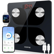 RENPHO USB Rechargeable Smart Body Fat Scales, Digital Bathroom Weighing Scale Bluetooth Scale with Baby Mode, Body Composition Monitor for Body Weig
