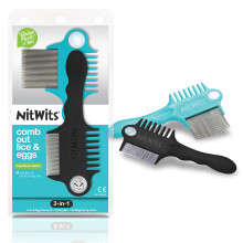 NitWits Head Lice & Egg Comb 2 Pack, 3-in-1 Lice Comb, Detangles, Removes Lice &
