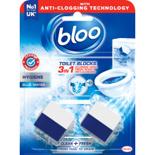 Bloo Hygiene 3in1 Cleaning Foam Toilet Blocks, Pack of 2, Toilet Limescale Remover Cistern Block