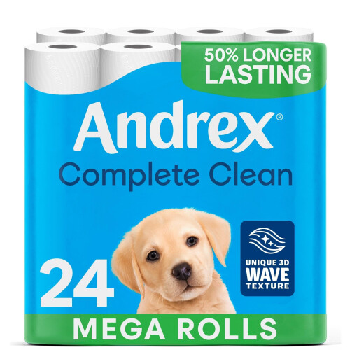 Andrex Andrex Complete Clean Toilet Roll - 24 Mega Rolls, 2-Ply 1