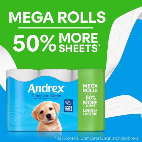 Andrex Andrex Complete Clean Toilet Roll - 24 Mega Rolls, 2-Ply 2