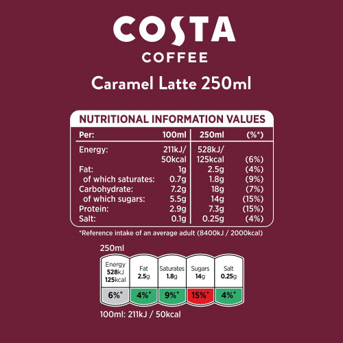 Costa Coffee Costa Coffee Caramel Latte 4 x 250 ml 1