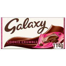 Galaxy Cookie Crumble Smooth Milk Chocolate Bar 114g – Creamy Milk Chocolate, Chuncky Biscuit Bits in Luxury Chocolate Ideal for Gifts