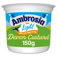 Ambrosia Light Devon Custard Pot, Traditional Recipe, 30% Less Sugar & Fat, Creamy Ready-to-Eat Dessert, 150 g (Pack of 1)