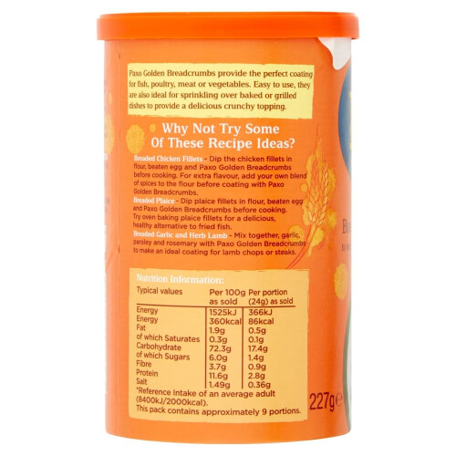 Paxo Golden Breadcrumbs, 227g Drum (Pack 1) 1