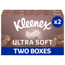 Kleenex Ultra Soft Facial Tissues - Multipack 2 Tissue Boxes - Beautifully Soft