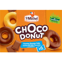 St Michel - Choco Donut - Sponge Cake Coated with Chocolate Milk - 6 Portions - 180 G